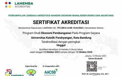 Prodi Sarjana Ekonomi Pembangunan UNPAR Terakreditasi Unggul LAMEMBA