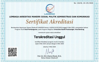 Program Studi Magister Studi Pembangunan UNPAR Raih Akreditasi Unggul LAMSPAK