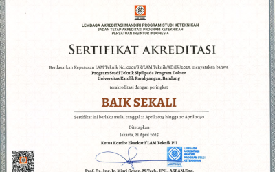 Program Studi Doktor Teknik Sipil Universitas Katolik Parahyangan Raih Akreditasi Baik Sekali dari LAM Teknik