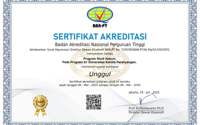 Program Studi Sarjana Hukum Universitas Katolik Parahyangan Raih Kembali Akreditasi Unggul dari BAN-PT